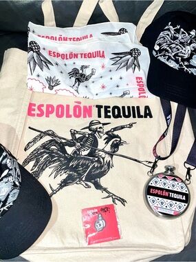 Espolón Tequila Day of the Dead Skeleton Hat Cap Tote Flask Pin Merch Set